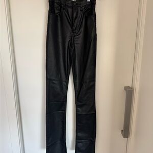 Abercrombie & Fitch Coated Black High-Rise Pants with split hem